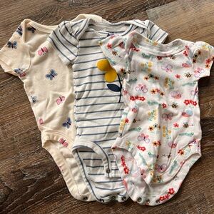 Floral and Striped Baby Onesies Set